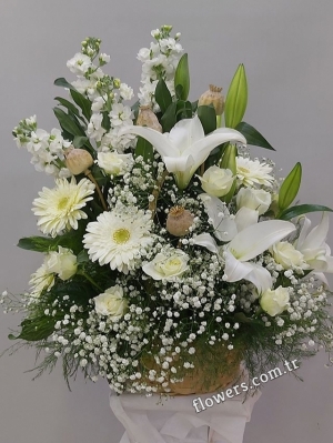 Elegant White Flower Basket
