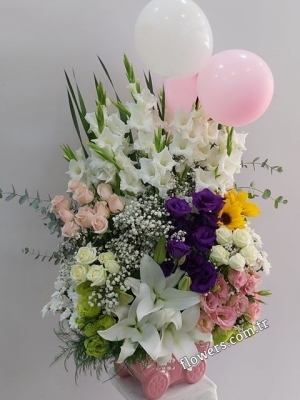 VIP Baby Girl Flower Arrangement