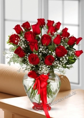 23 Rose Love In Heart Shaped Vase