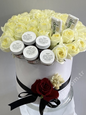 Special White Rose And Chocolate Box
