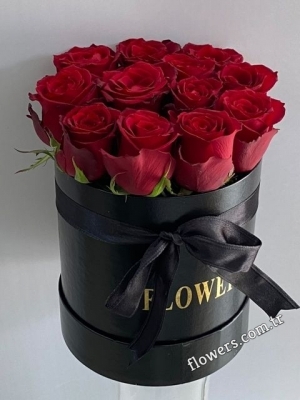 11 Red Roses In Black Box