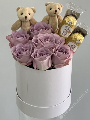 Lilac Rose Chocolate Teddy Box