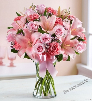 Pink Lily & Rose Arrangement