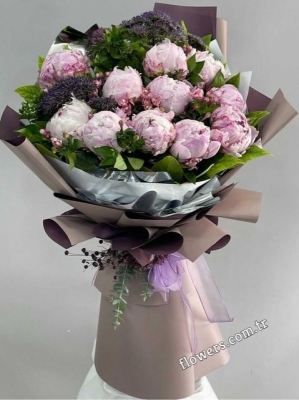 Pink And Lilac Colored Peony Bouquet