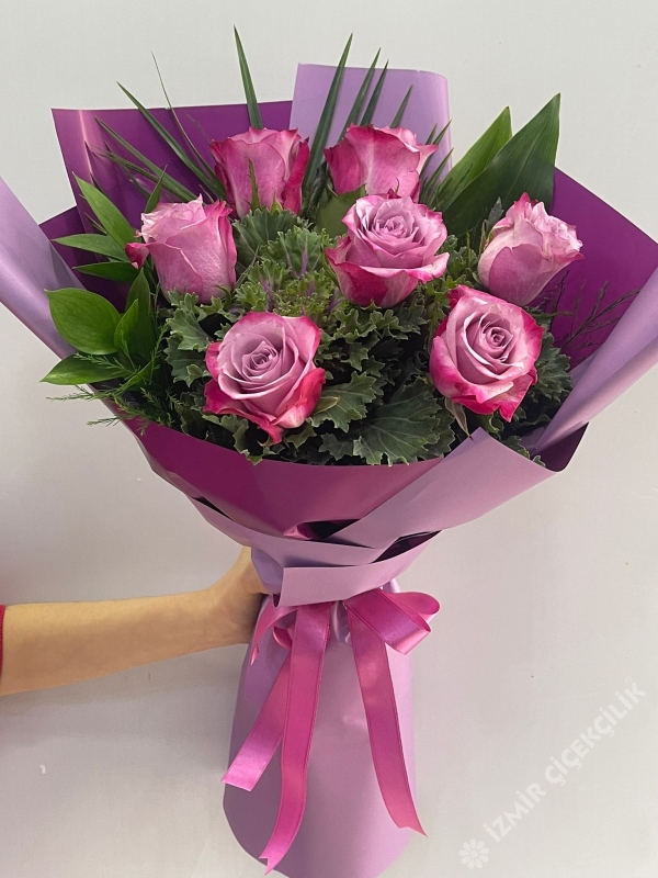 7 Purple Rose Bouquet