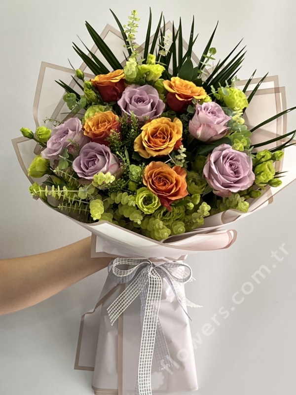 Lilac & Orange Rose Bouquet