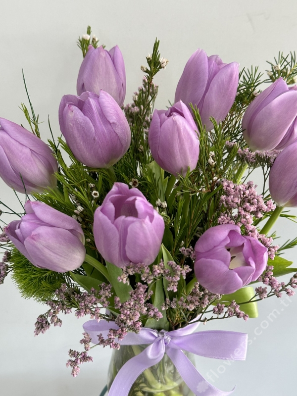 Lilac Tulips In Vase