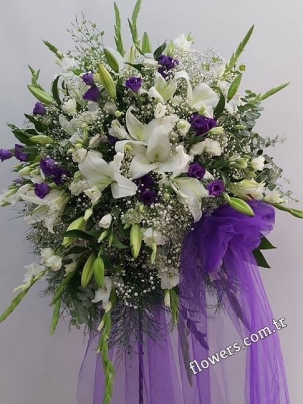 Purple & White Standing Spray