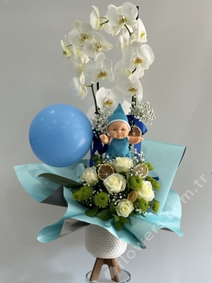 Newborn Baby Boy Flower Design