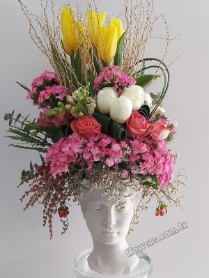 Flower Arrangement In Sculpture Vase