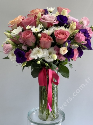 Rose & Wildflowers Vase Arrangement