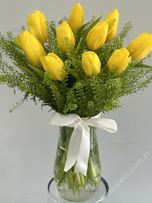 Yellow Tulips In Vase